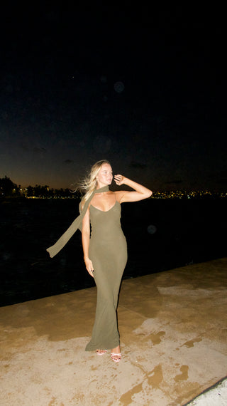 KHAKI SADIE SLIP DRESS