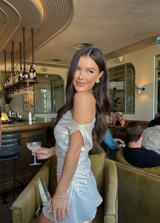 SILK LAMÉ LUNA MINI DRESS