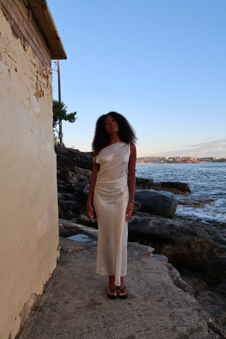SILK LAMÉ JOAN DRESS