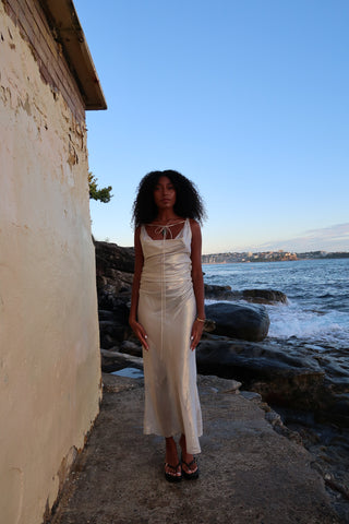 SILK LAMÉ JOAN DRESS
