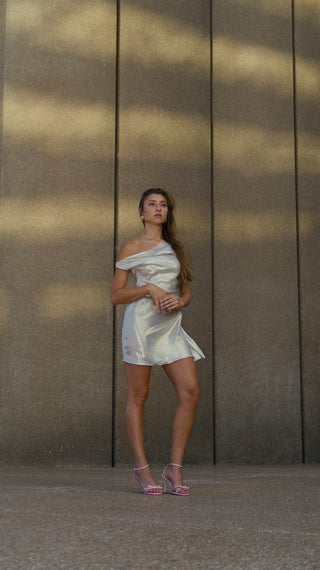 SILK LAMÉ LUNA MINI DRESS