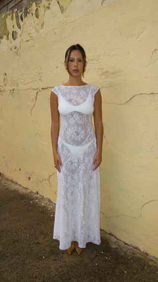 WHITE LACE FRANKIE DRESS