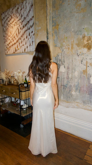 SILK LAMÉ SADIE SLIP DRESS