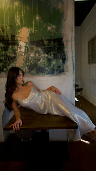 SILK LAMÉ SADIE SLIP DRESS